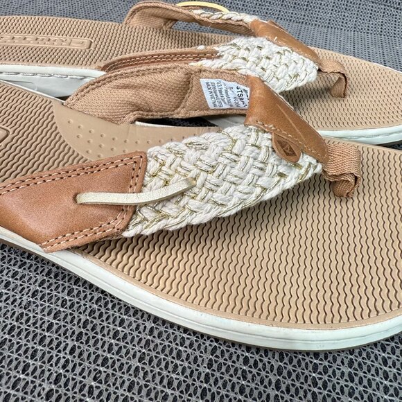 Sperry top Sider Women's Size 10M Beige & White Parrotfish Braided Flip-Flops - Picture 6 of 10